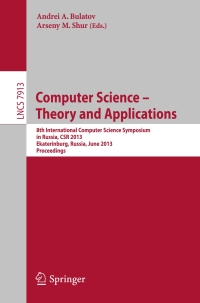 computer science theory and applications 1st edition author 3642385354, 3642385362, 9783642385353,