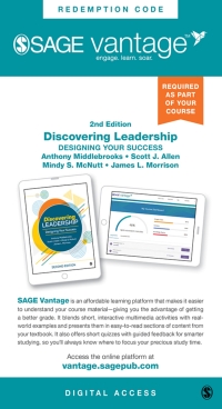 sage vantage discovering leadership designing your success 2nd edition anthony middlebrooks, scott j. allen,