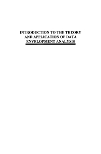 introduction to the theory and application of data envelopment analysis 1st edition emmanuel thanassoulis