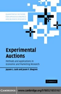 experimental auctions 1st edition jayson l. lusk, jason f. shogren 0521855160, 0511500181, 9780521855167,