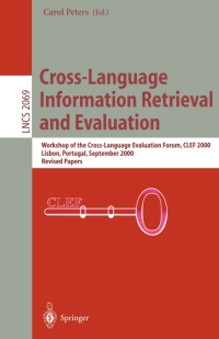 cross language information retrieval and evaluation 1st edition carol peters 3540424466, 3540446451,