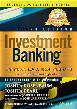investment banking valuation lbos manda and ipos 3rd edition joshua rosenbaum ,joshua pearl 1119867878,