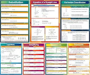 7 pieces math algebra posters educational math classroom decor for middle school and high school classroom