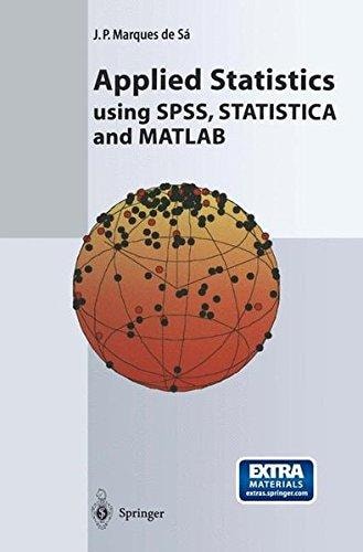 applied statistics using spss statistica matlab and r 1st edition de sa, j.p. marques 3540011560,