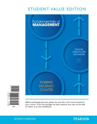 fundamentals of management essential concepts and applications 8th edition robbins, stephen, de cenzo, david,