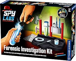 thames and kosmos spy labs inc forensic investigation kit includes large lab setup to collect and analyze