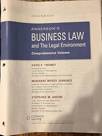 andersons business law and the legal environment comprehensive volume loose leaf version 1st edition david p
