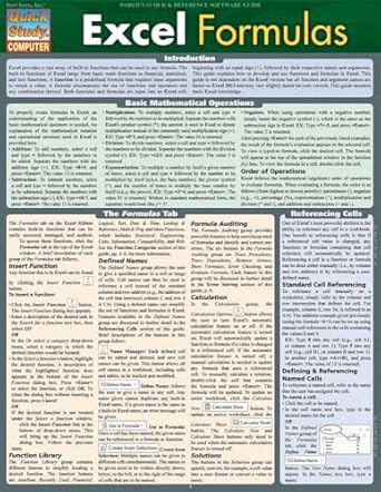 excel formulas quickstudy laminated study guide 1st edition john hales ,krista jensen 1423221699,