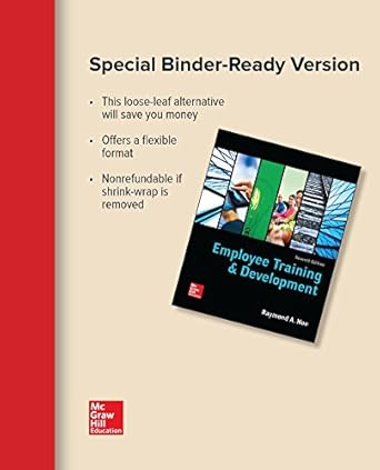 loose leaf for employee training and development 1st edition raymond noe 1259539369, 978-1259539367