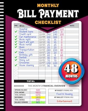 monthly bill payment checklist bill tracker notebook the 4 year guide for families and money managers 960