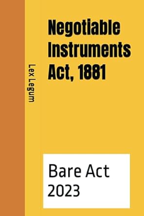 negotiable instruments act 1881 1st edition gls techno trade llp b0cccx7q28, 979-8853096561