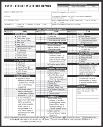 annual vehicle inspection report detailed drivers vehicle inspection checklist report book for drivers and