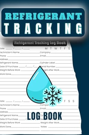 refrigerant tracking log book refrigerant tracker book for hvac technicians tech guys120 sheets 1st edition