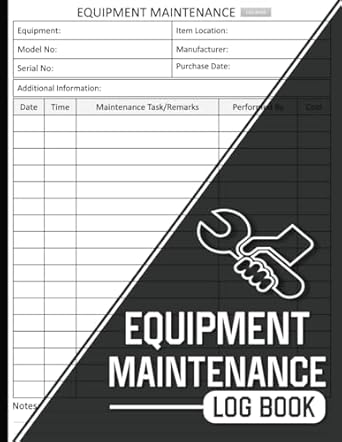 equipment maintenance log book daily equipment repairs and machinery maintenance logbook for vehicle car