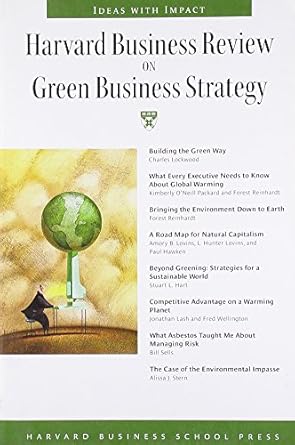 harvard business review on green business strategy 1st edition harvard business school press 1422121089,
