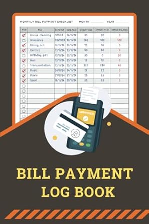 bill payment log book track and organize the bills with this monthly bill payment checklist 6 x9 110 pages