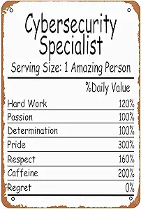 cybersecurity specialist amazing person daily value sign wall decor art poster vintage metal tin sign for
