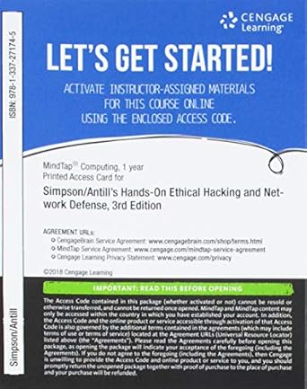 mindtap information security 1 term printed access card for simpson/antills hands on ethical hacking and