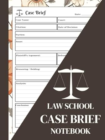 law school case brief notebook floral art design legal journal template for trial criminal and civil analysis