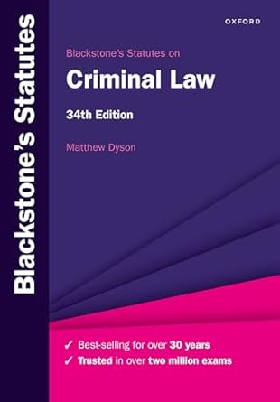 blackstones statutes on criminal law 34th edition matthew dyson 0198932715, 978-0198932710