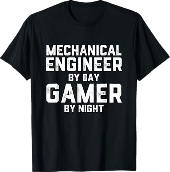 mechanical engineer by day gamer by night meme for engineers t shirt 1st edition  b07b5lqfds