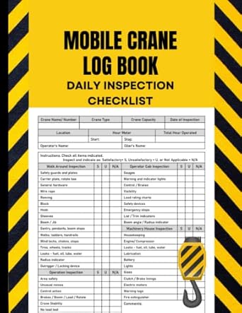 mobile crane daily inspection checklist log book crane inspection checklist record book and crane operator