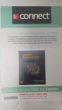 business communication developing leaders for a network world standalone connect access 1st edition peter w