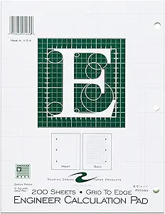 roaring spring engineering pad frame front 1/2 right margin 8 5 x 11 200 sheets green paper 1st edition