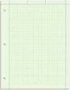 tops engineering computation pad 8 1/2 x 11 glue top 5 x 5 graph rule on back green tint paper 3 hole punched