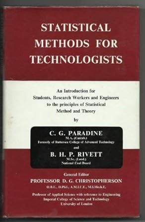 statistical methods for technologists 2nd edition c g paradine 0340049014, 978-0340049013