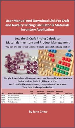 user manual and download link for craft and jewelry pricing calculator and materials inventory application