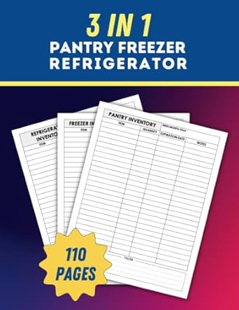 3 in 1 pantry freezer refrigerator inventory list pantry log book refrigerator inventory list freezer
