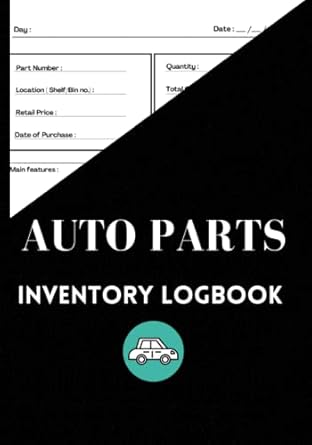 auto parts inventory logbook organizer and tracker to keep all records of car dealerships and automotive