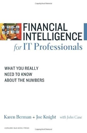 financial intelligence for it professionals what you really need to know about the numbers 1st edition karen