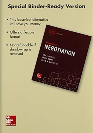 loose leaf for essentials of negotiation 1st edition roy lewicki ,bruce barry ,david saunders 1259389421,