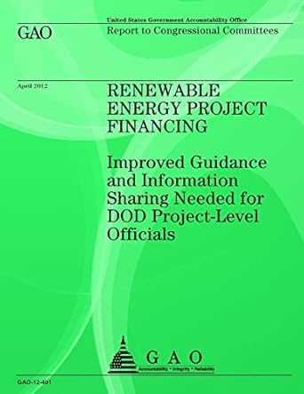 renewable energy project financing improved guidance and information sharing needed for dod project level