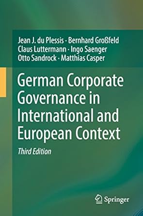 german corporate governance in international and european context 1st edition jean j du plessis ,bernhard