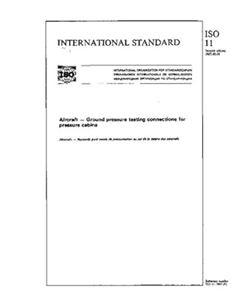 iso 11 1987 aircraft ground pressure testing connections for pressure cabins 1st edition international
