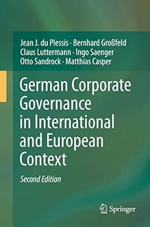 german corporate governance in international and european context 1st edition jean jacques du plessis