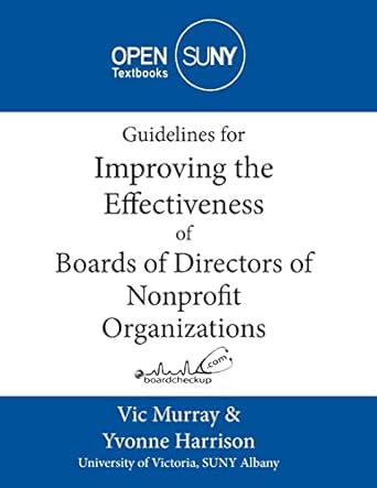 guidelines for improving the effectiveness of boards of directors of nonprofit organizations null edition vic