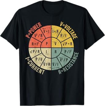 the formula wheel of electrical engineering retro ohms law t shirt 1st edition  b0d841k47r