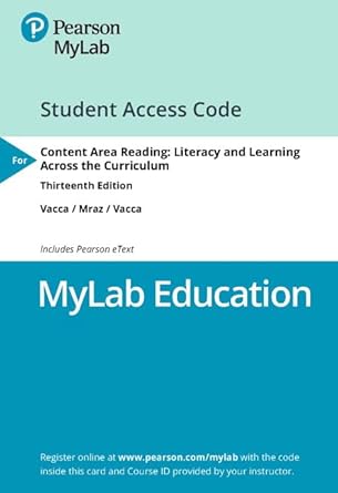 content area reading literacy and learning across the curriculum mylab education with pearson etext access