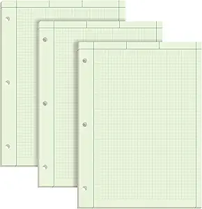 tops engineering notebooks graph notebooks 3 pk quad ruled pad 8 1/2 x 11 glue 5 x 5 graph rule on back green