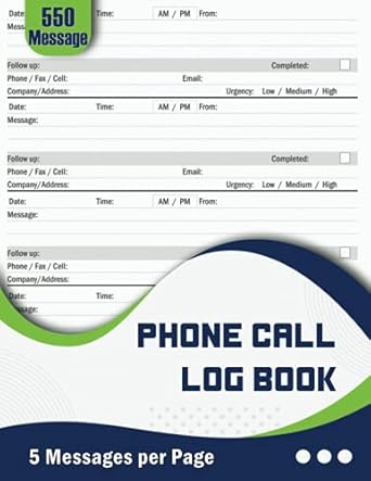 phone call log book 550 messages large space for message and follow up telephone message book for home and