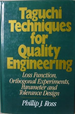 taguchi techniques for quality engineering loss function orthogonal expiriments parameter and tolerance