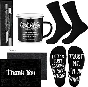 relithick 6 pcs engineer gifts for men aerospace engineering gifts included 12 oz enamel mug socks ballpoint