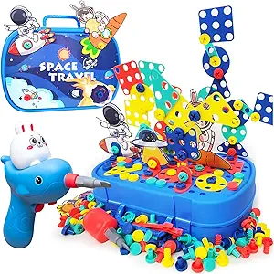 370pcs screw tightening kids play toolbox set building blocks slow speed electric safty hand drill