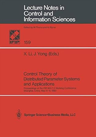 control theory of distributed parameter systems and applications proceedings of the ifip wg 7 2 working