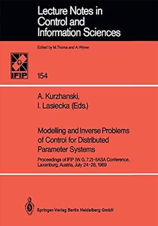 modelling and inverse problems of control for distributed parameter systems proceedings of ifip iiasa