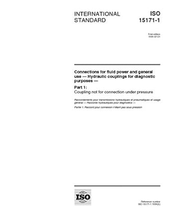 iso 15171 1 1999 connections for fluid power and general use hydraulic couplings for diagnostic purposes part
